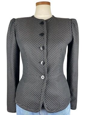 Armani Collezioni Wool Silk Blend Textured Fitted Blazer Sz 6